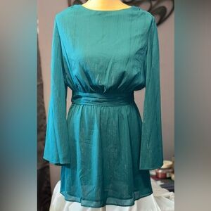 Jessica Simpson Sheer W Shimmer Long Sleeve Dress